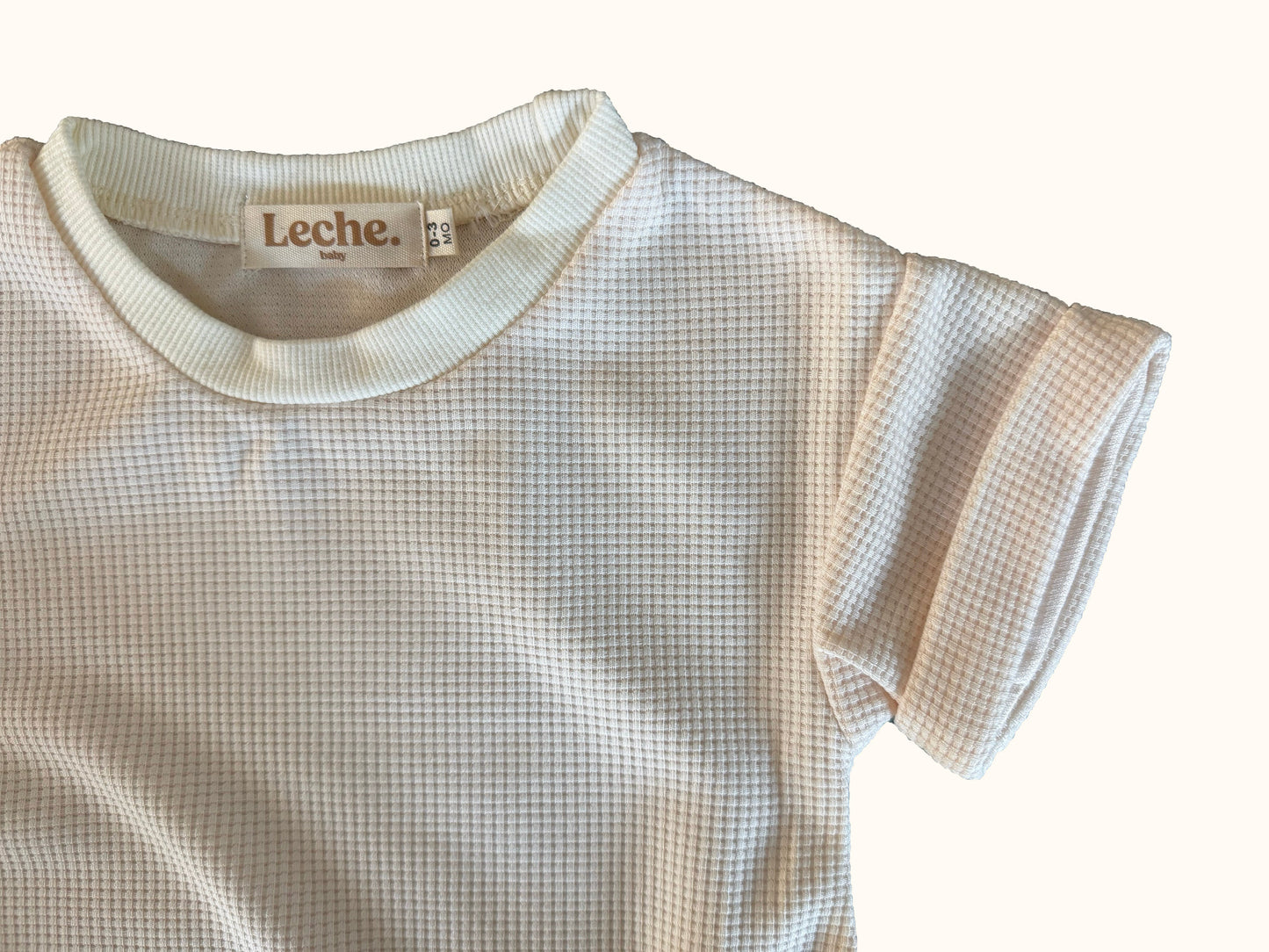 Cream Waffle Cuffed Tee